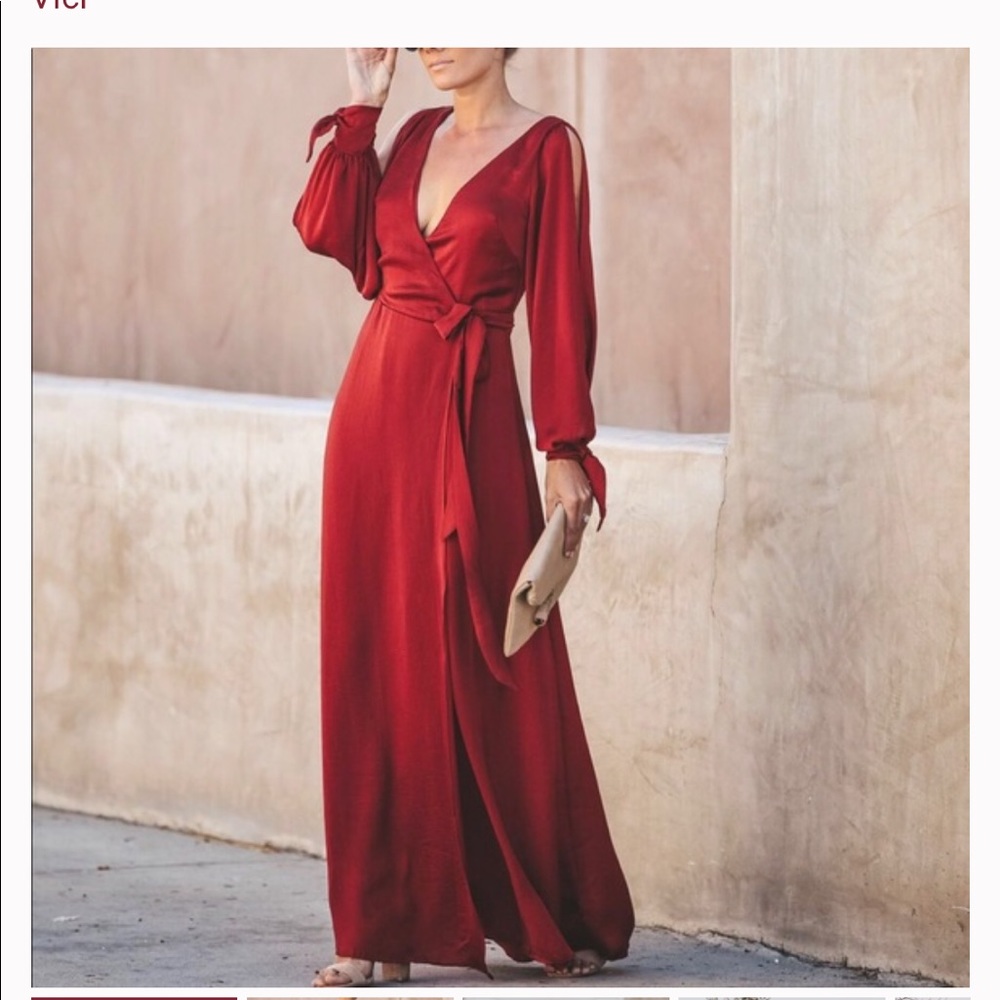 Vici satin wrap maxi dress